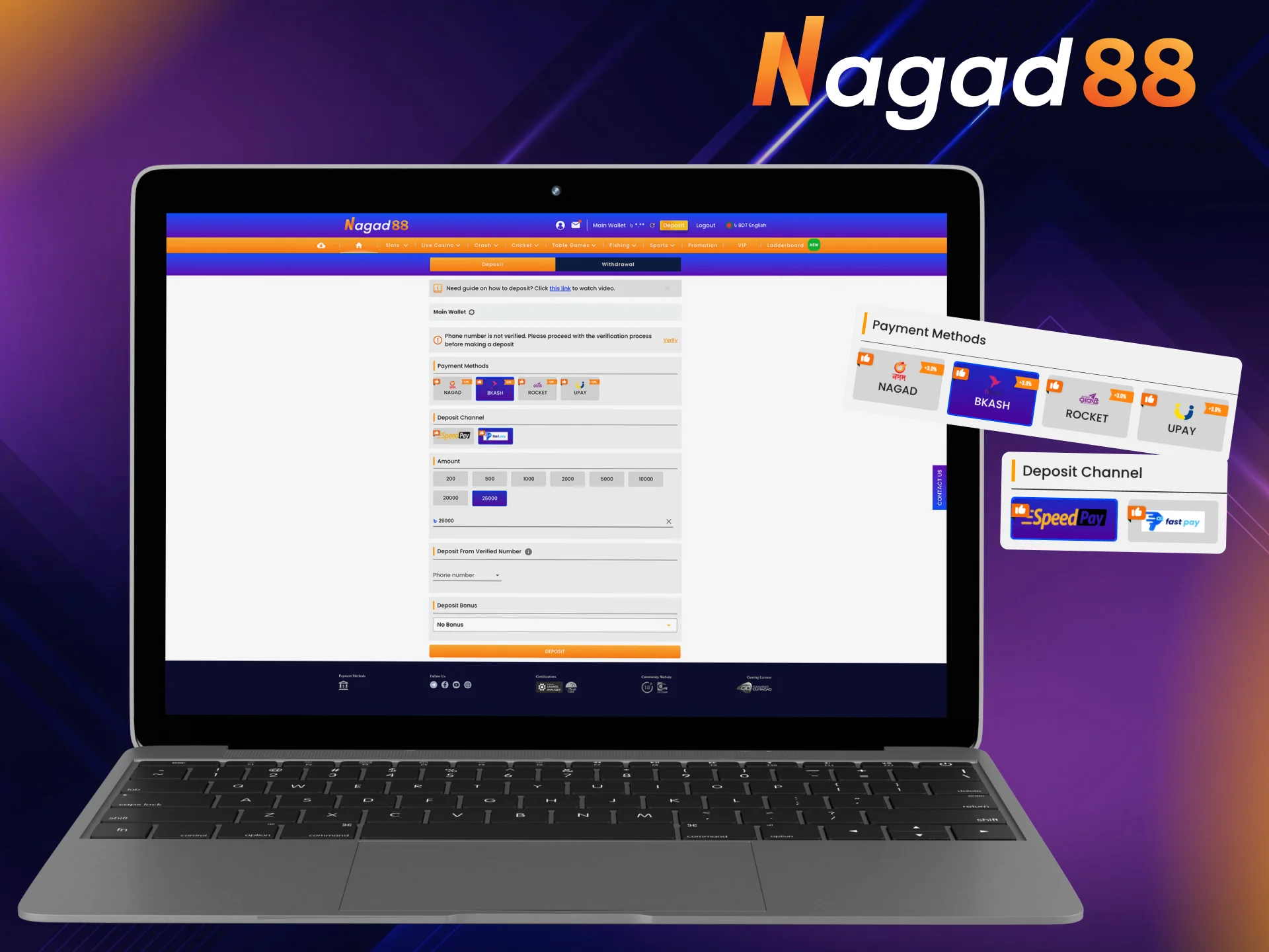 Nagad88 cares about its customers and offers only safe methods of payment methods.