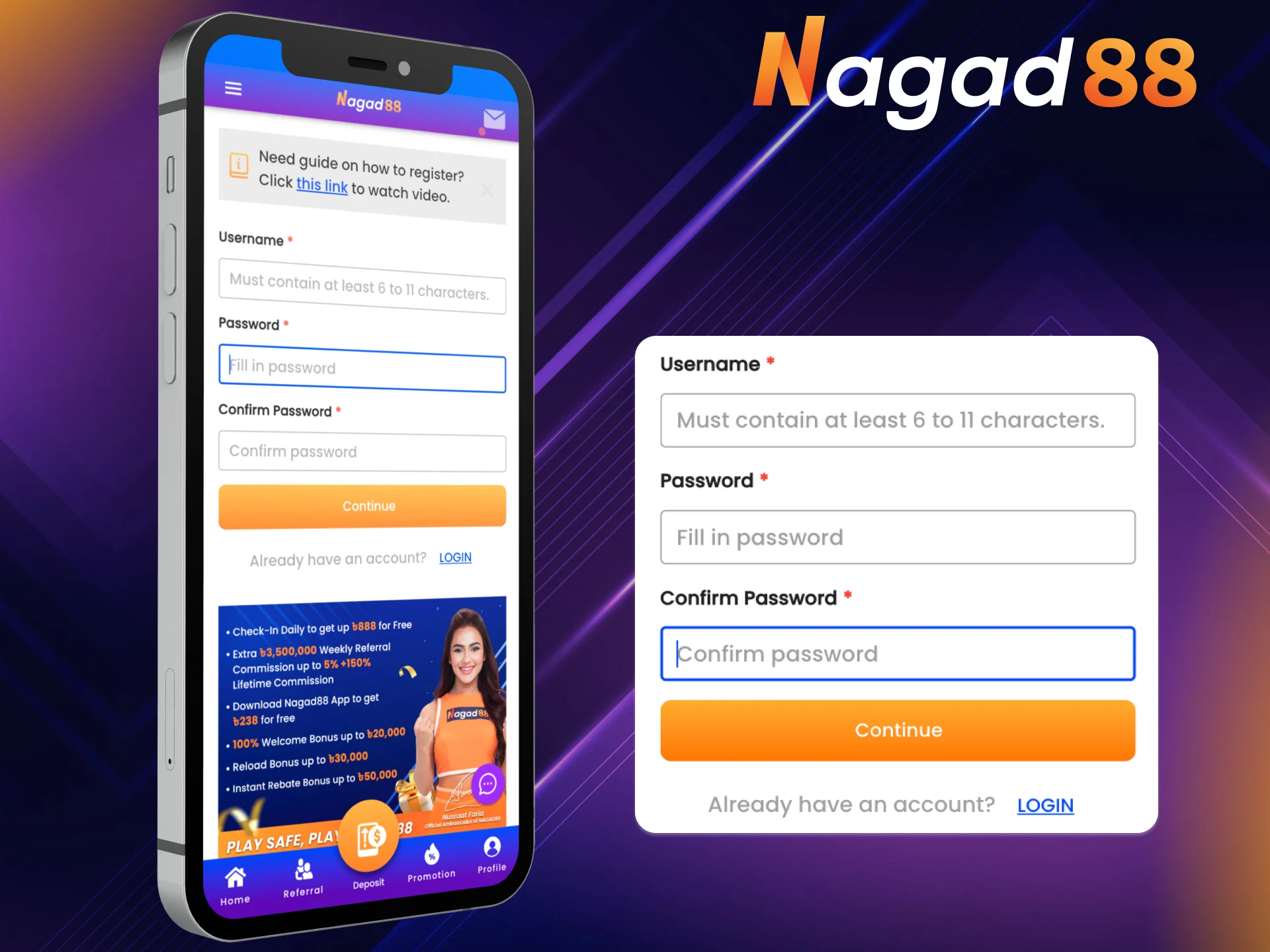 Nagad88 registration process through the app.