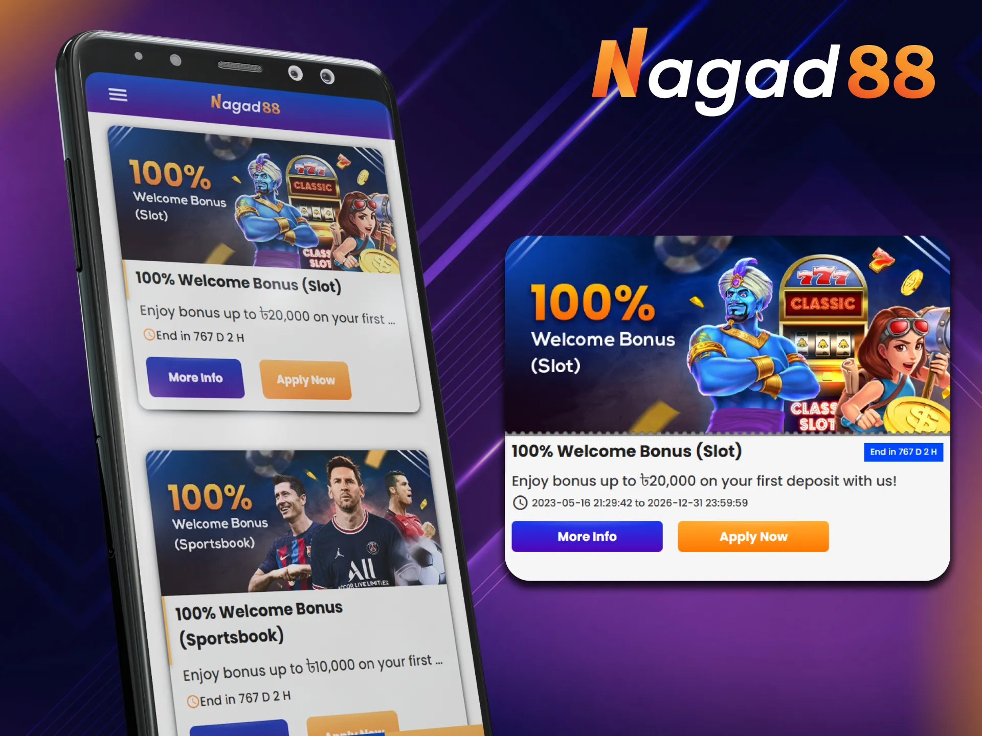 100% bonus up to 20,000 BDT on your first deposit at Nagad88.