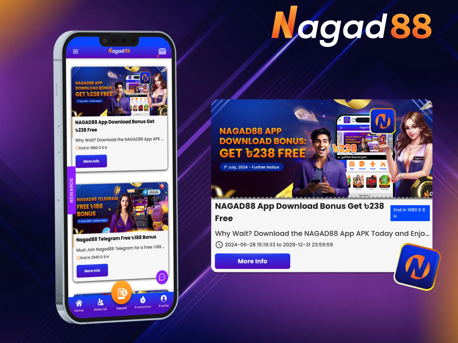 Download the amazing Nagad88 app and get a bonus for it.