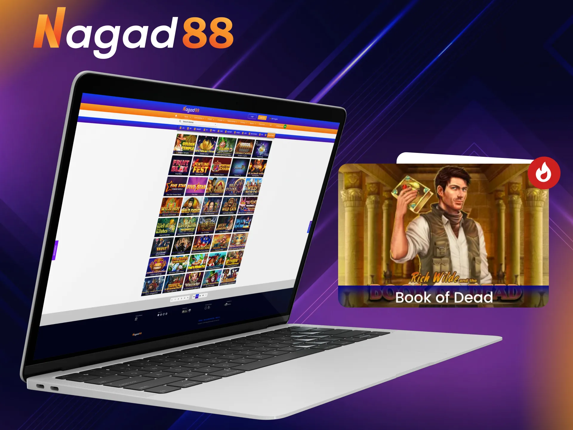 Book of Dead at Nagad88 is an ancient Egyptian-themed slot where the hero, Rich Wild, goes on a treasure hunt.