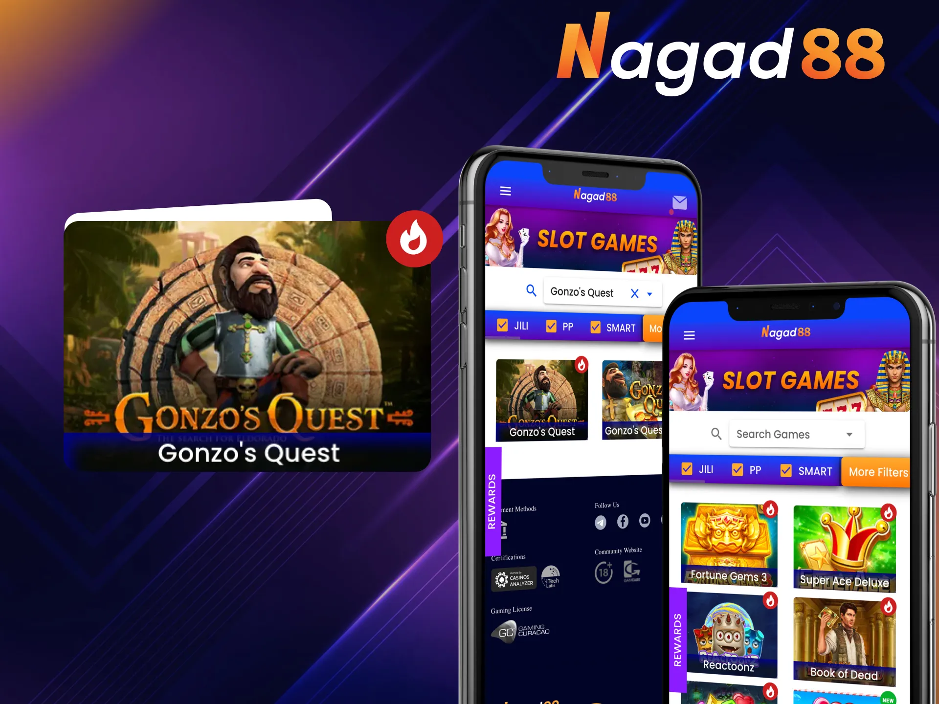 Gonzo's Quest at Nagad88 is an adventure-themed slot that features cascading reels.