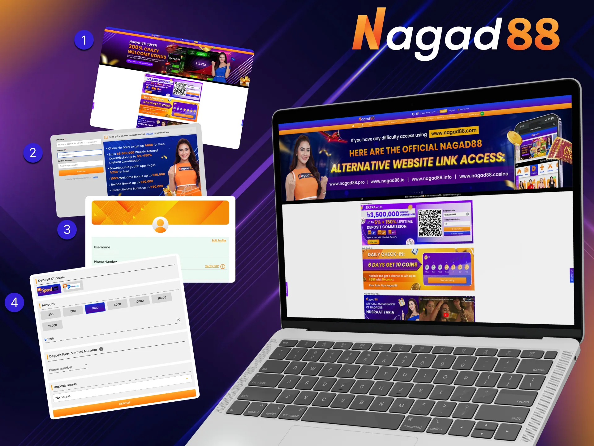 Instructions on how to complete registration and start playing casino games at Nagad88.