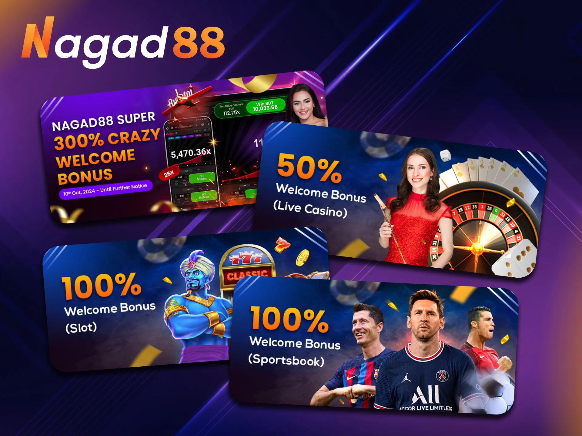 What kind of bonuses does Nagad88 offer for its new players.