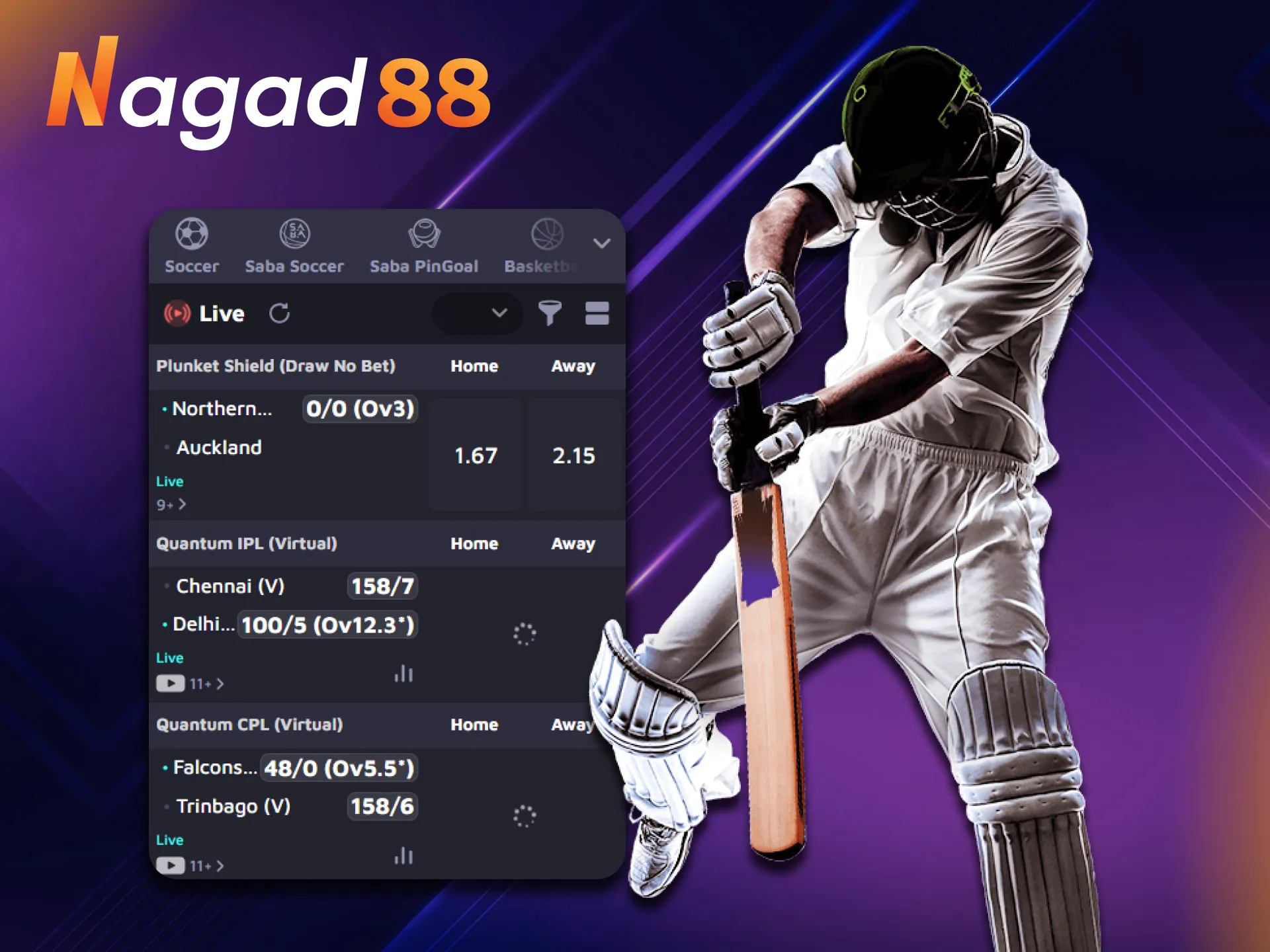 Nagad88 offers cricket betting.