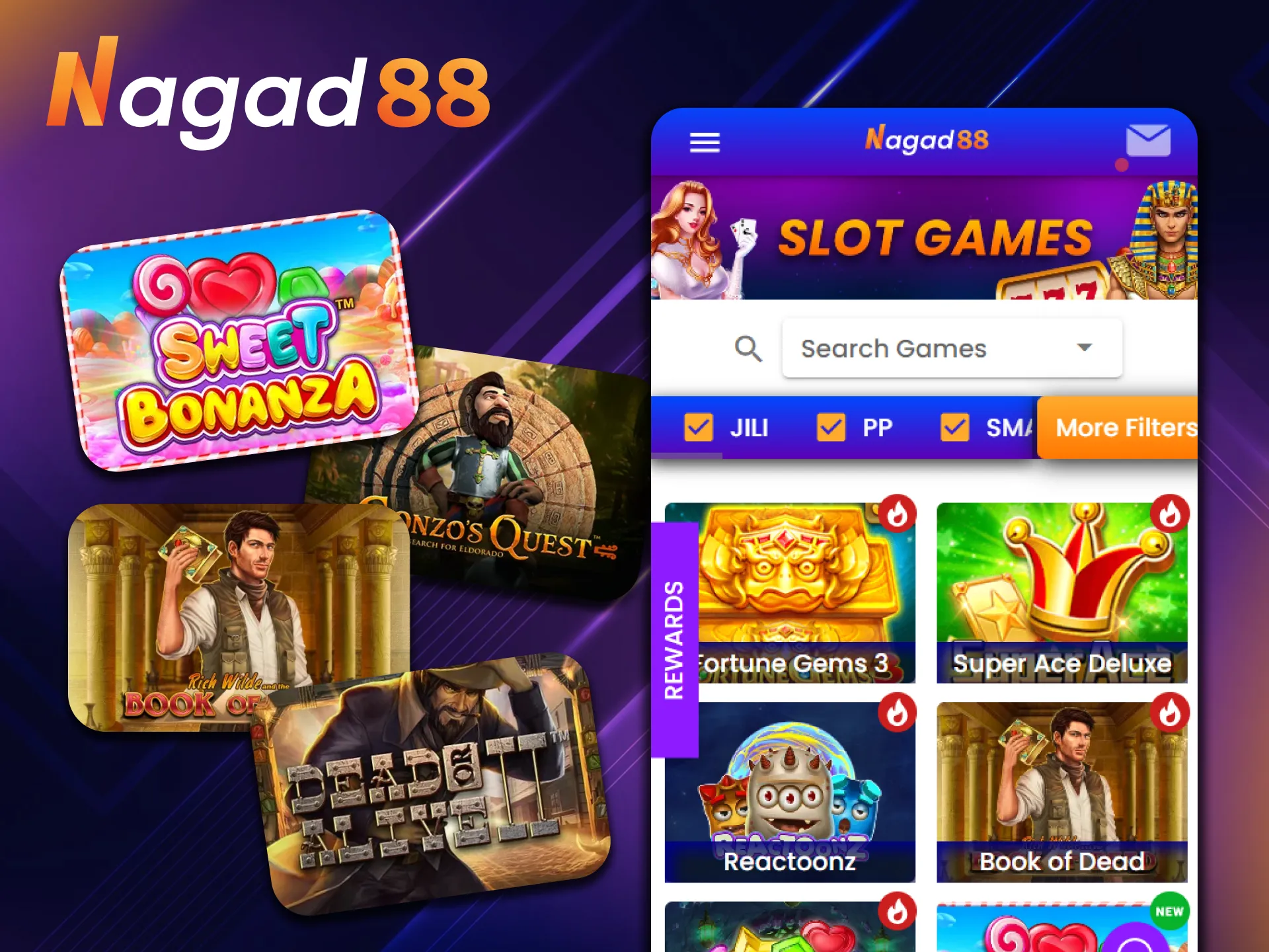 Hundreds of different slots are waiting for you at Nagad88.