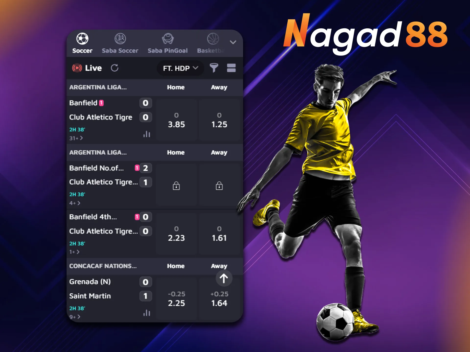 Bet on soccer and soccer matches around the world at Nagad88.