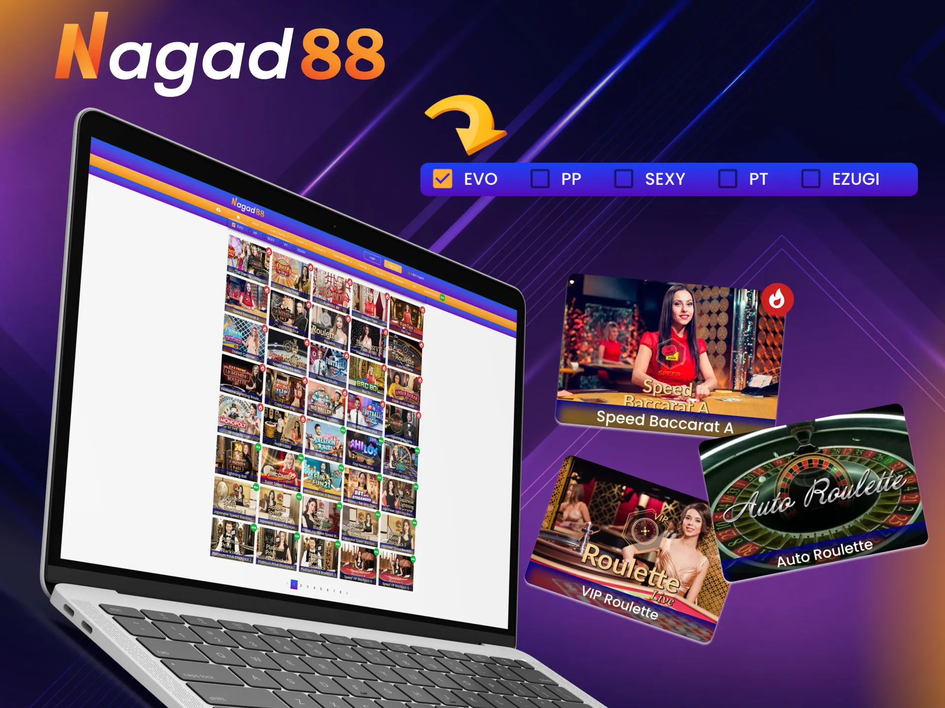 Evolution Gaming are favourites among Nagad88's users.