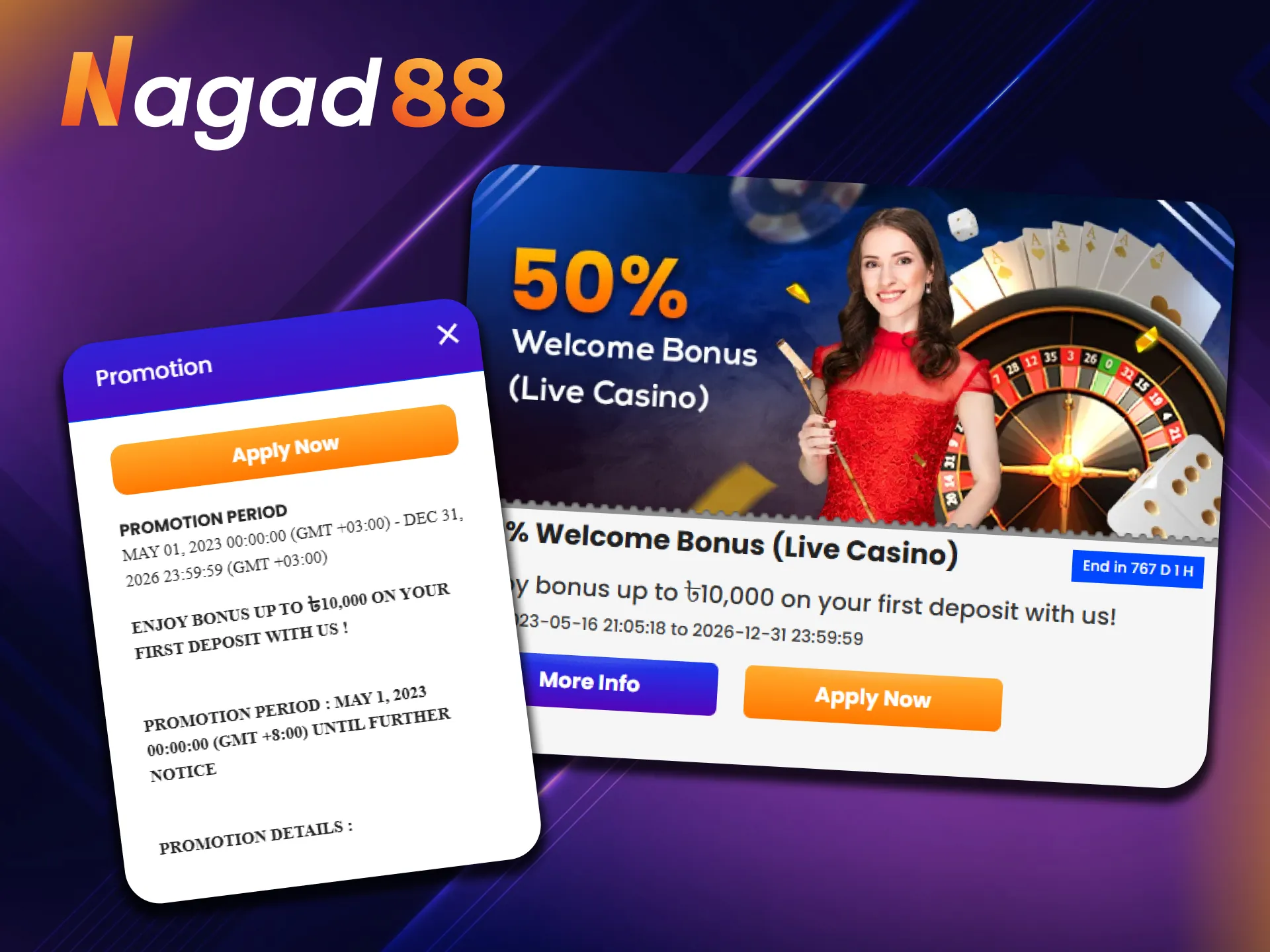 Claim your 50% Live Casino welcome bonus at Nagad88.