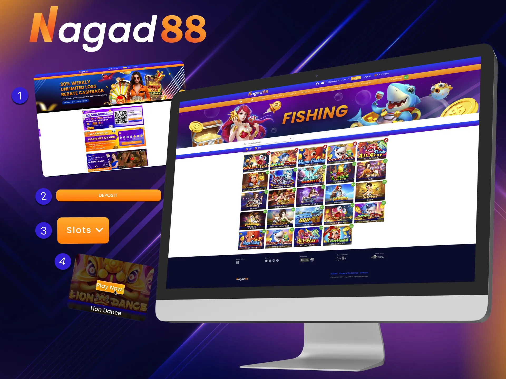 Follow the brief instructions and make safe deposits for your games at Nagad88.