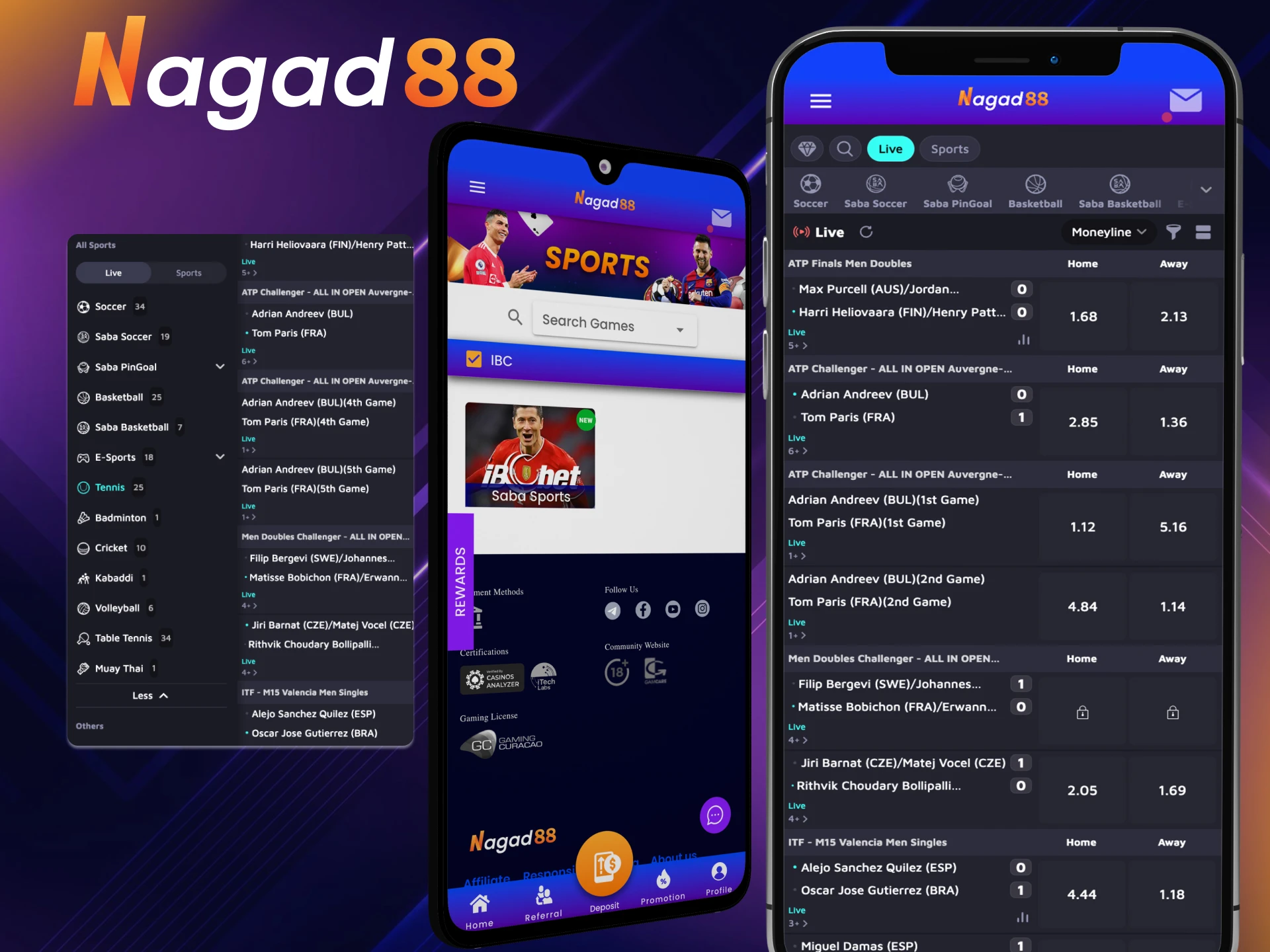 Install the handy app from Nagad88 and bet on tennis right there.